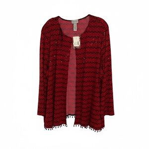 Catherines 4x Single Button Diamond Print Shiny Beaded Cardigan Shoulder Pads